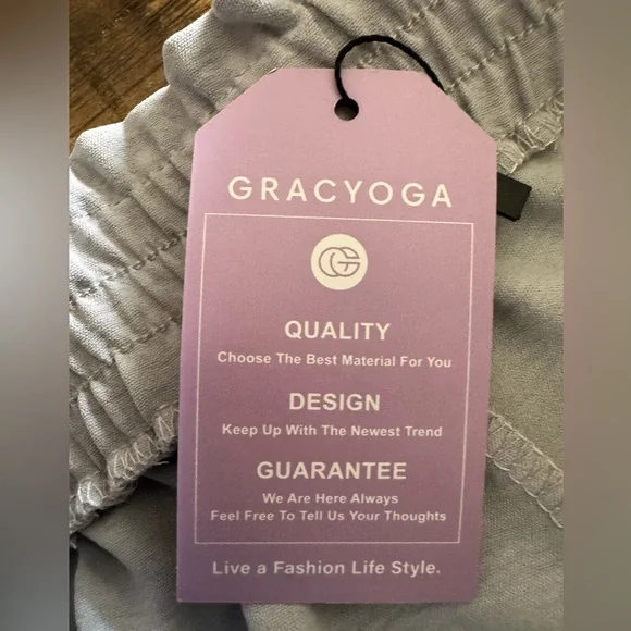NWT Gracyoga Womens Wide Leg Pants High Waisted Flowy Tie Knot Trousers Gray - Picture 3 of 6